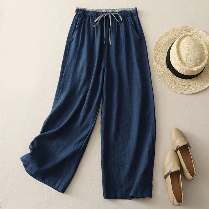 Abigail | Classic Wide Leg Drawstring Linen Pants