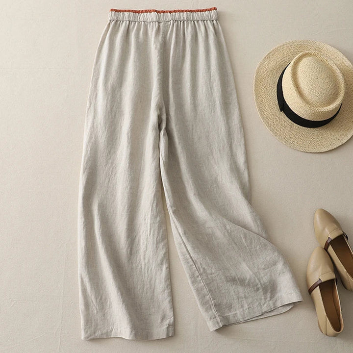 Abigail | Classic Wide Leg Drawstring Linen Pants
