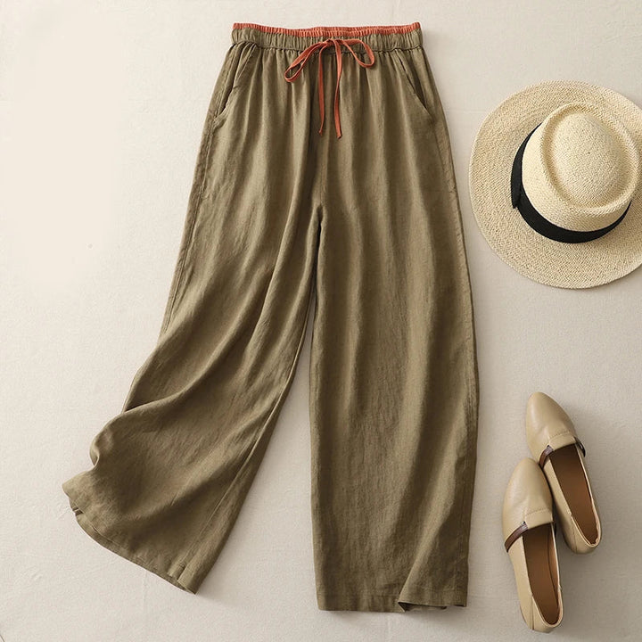 Abigail | Classic Wide Leg Drawstring Linen Pants