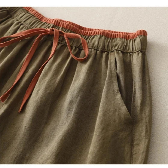 Abigail | Classic Wide Leg Drawstring Linen Pants