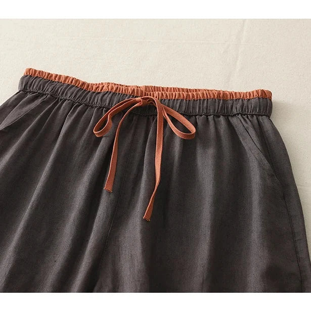 Abigail | Classic Wide Leg Drawstring Linen Pants