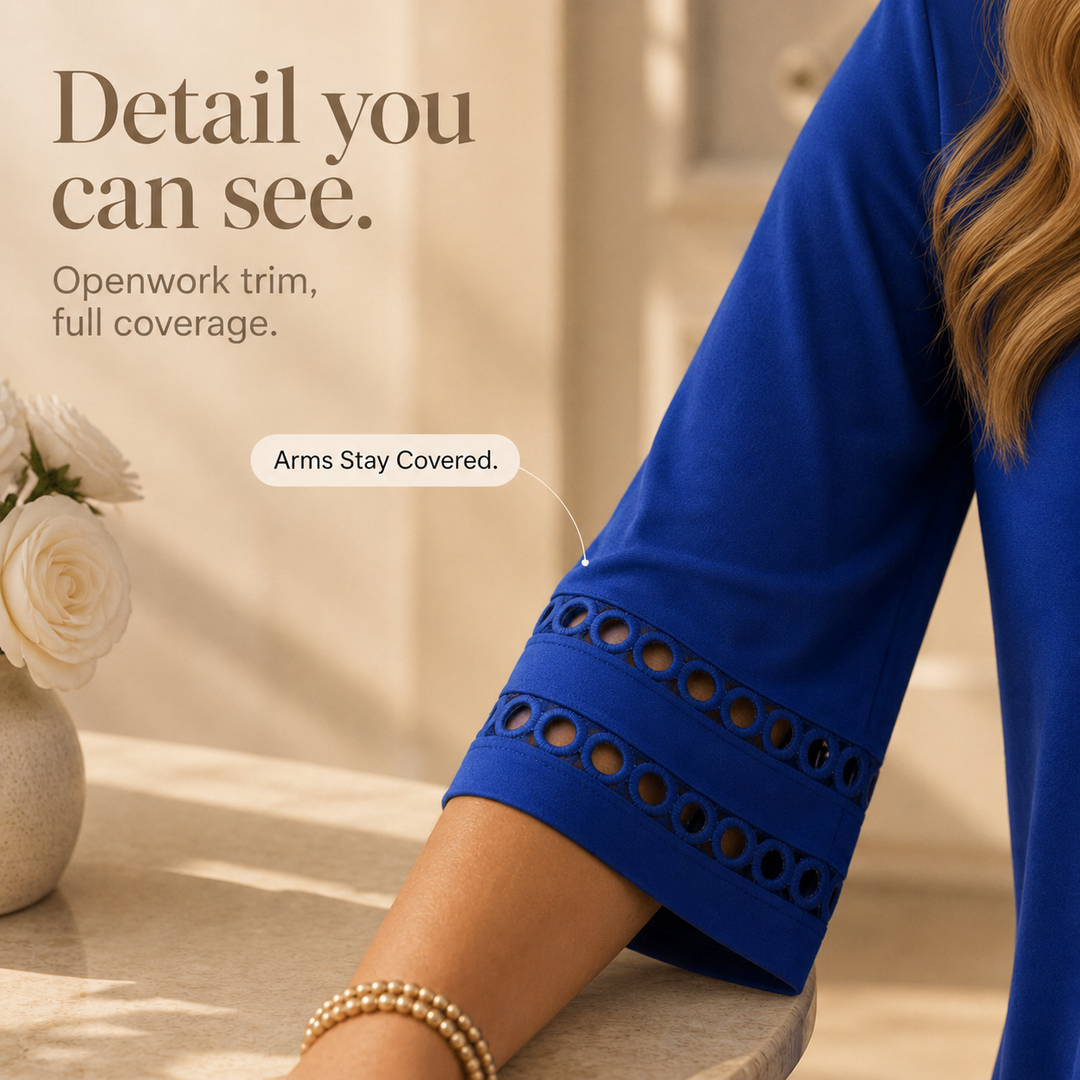 Abigail | Graceful V-Neck A-Line Midi Dress with Sleeves