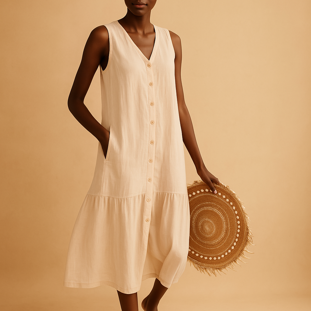 Addison | Chic Sleeveless Button-Front Midi Summer Dresses