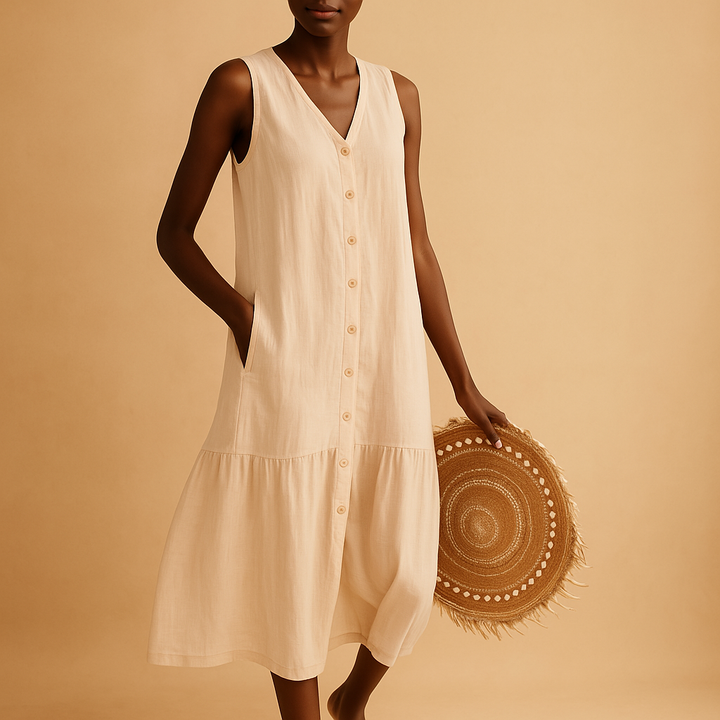 Addison | Chic Sleeveless Button-Front Midi Summer Dresses