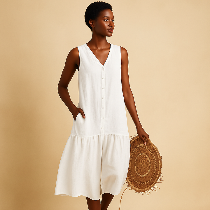 Addison | Chic Sleeveless Button-Front Midi Summer Dresses