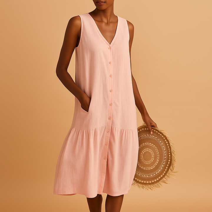 Addison | Chic Sleeveless Button-Front Midi Summer Dresses
