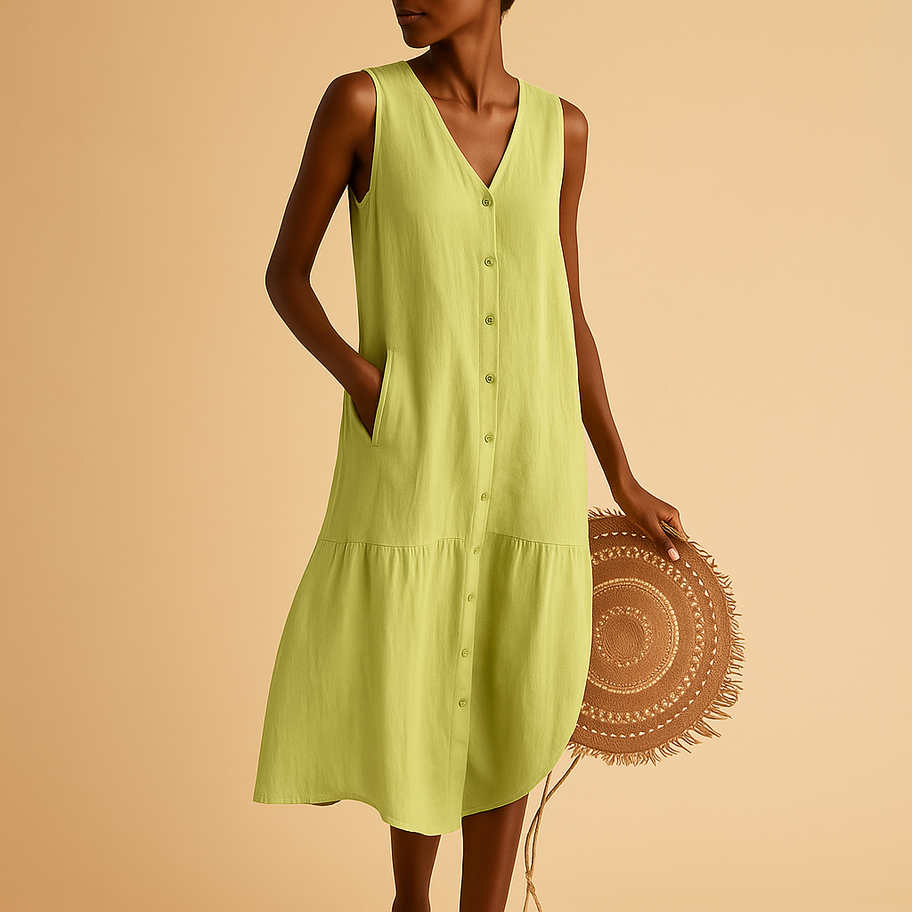 Addison | Chic Sleeveless Button-Front Midi Summer Dresses