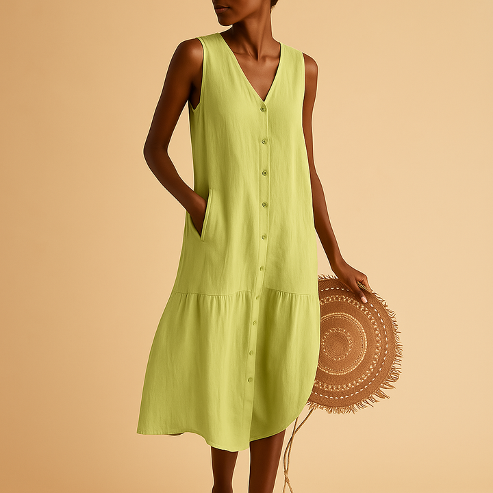 Addison | Chic Sleeveless Button-Front Midi Summer Dresses