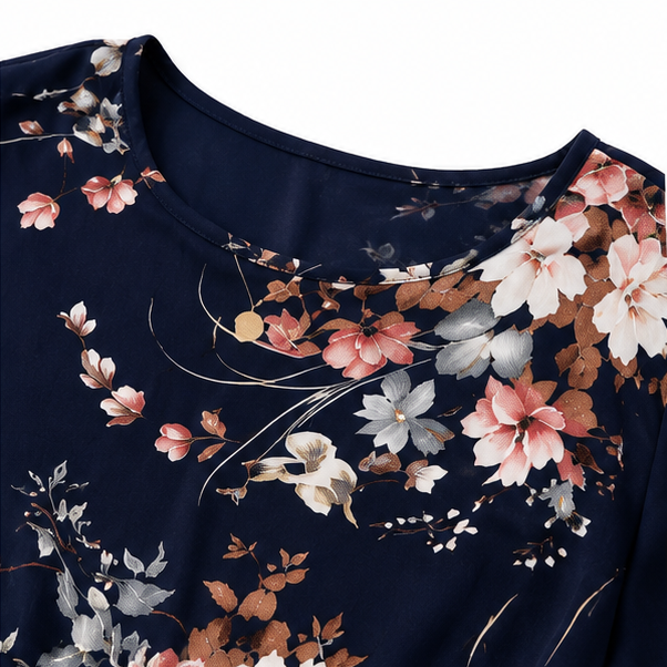 Addison | Refined Floral Pleated Midi Dress with Sleeves