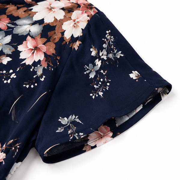 Addison | Refined Floral Pleated Midi Dress with Sleeves