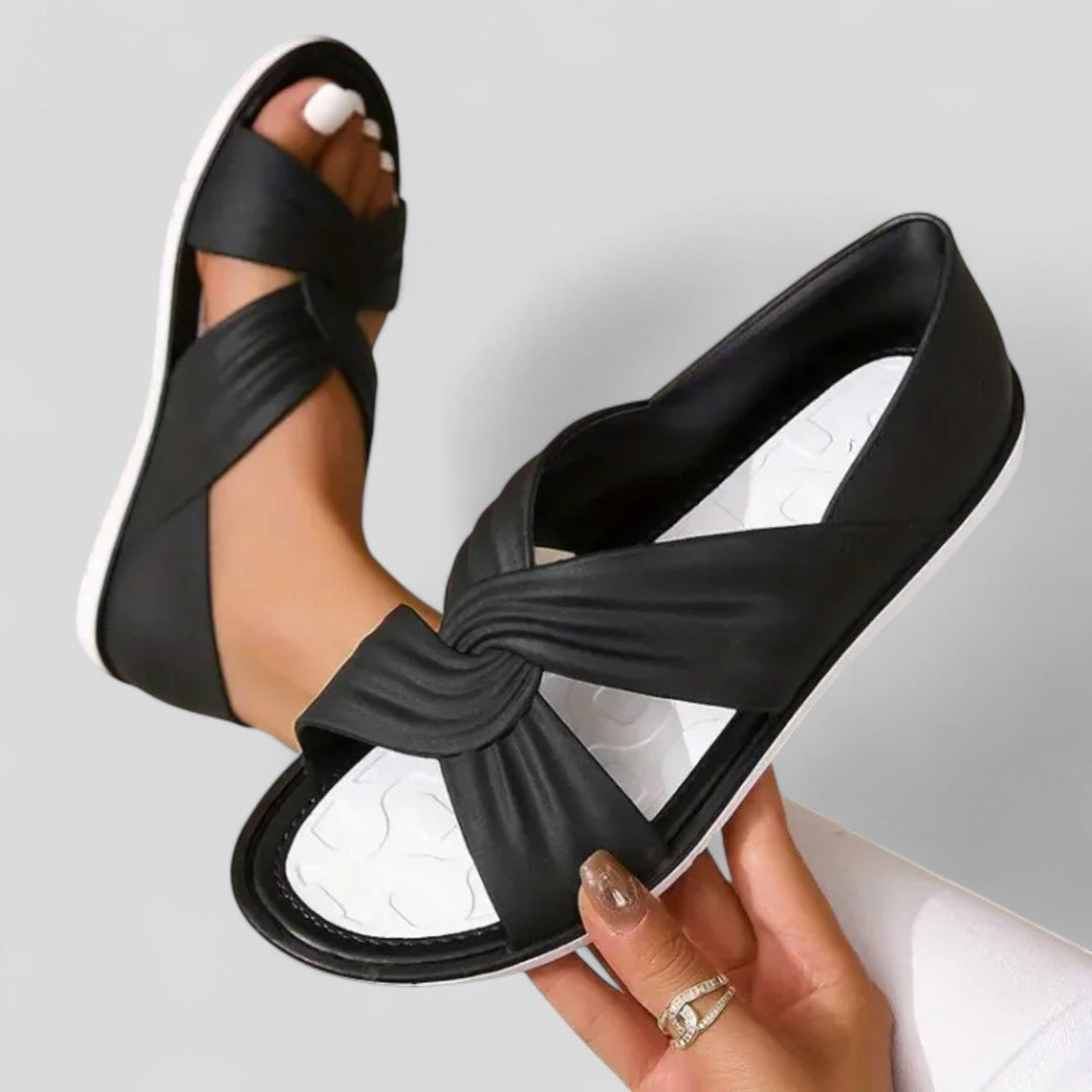 Amelia | Effortless Twist Front Open Toe Flat Sandals