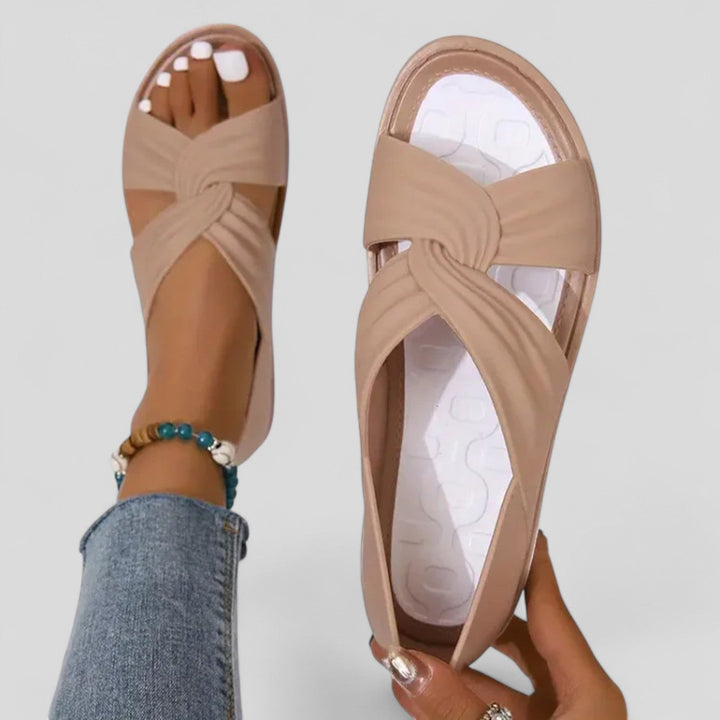 Amelia | Effortless Twist Front Open Toe Flat Sandals