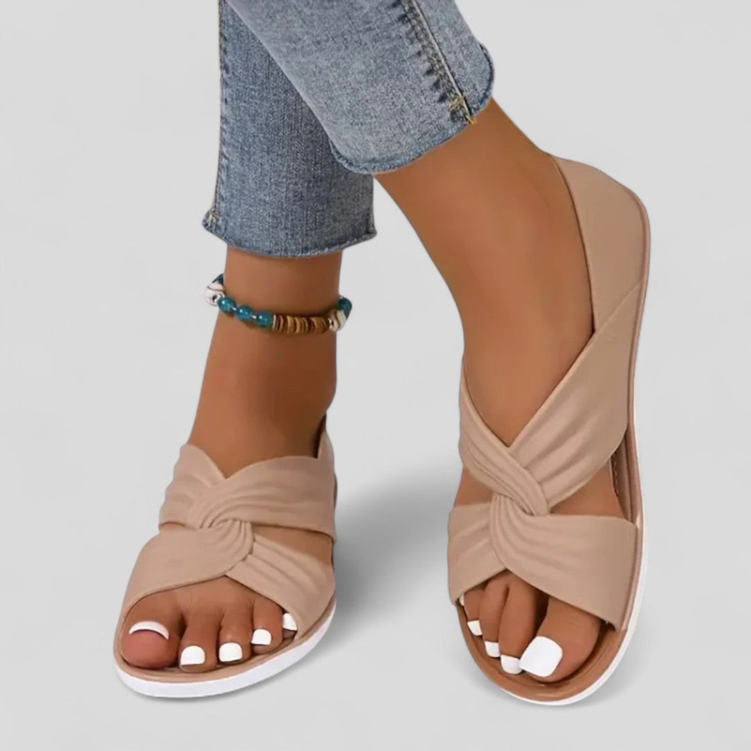 Amelia | Effortless Twist Front Open Toe Flat Sandals