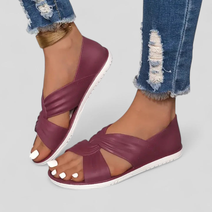 Amelia | Effortless Twist Front Open Toe Flat Sandals
