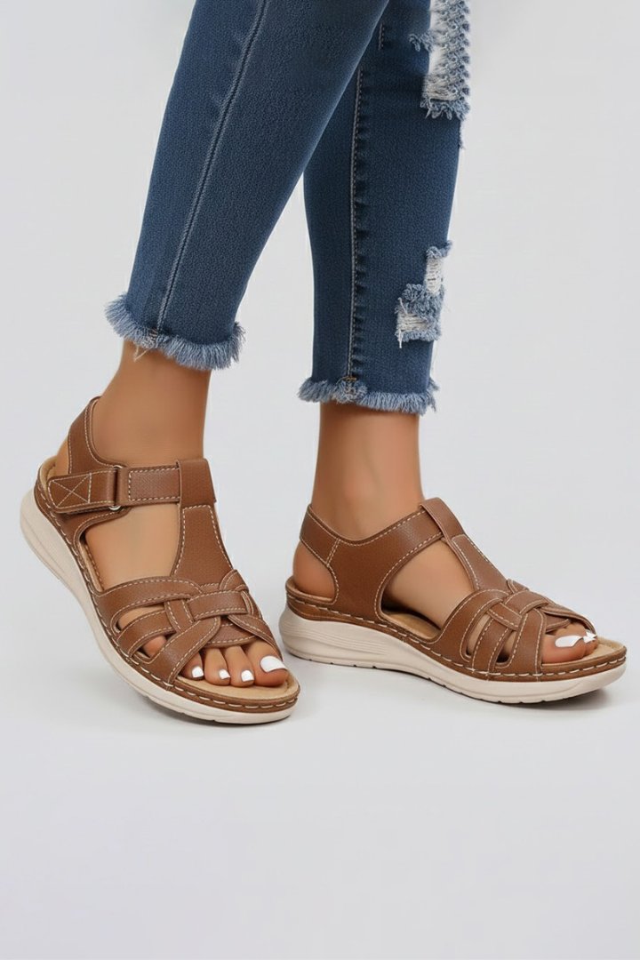 Ava | Classic Woven Strap Open Toe Flat Sandals