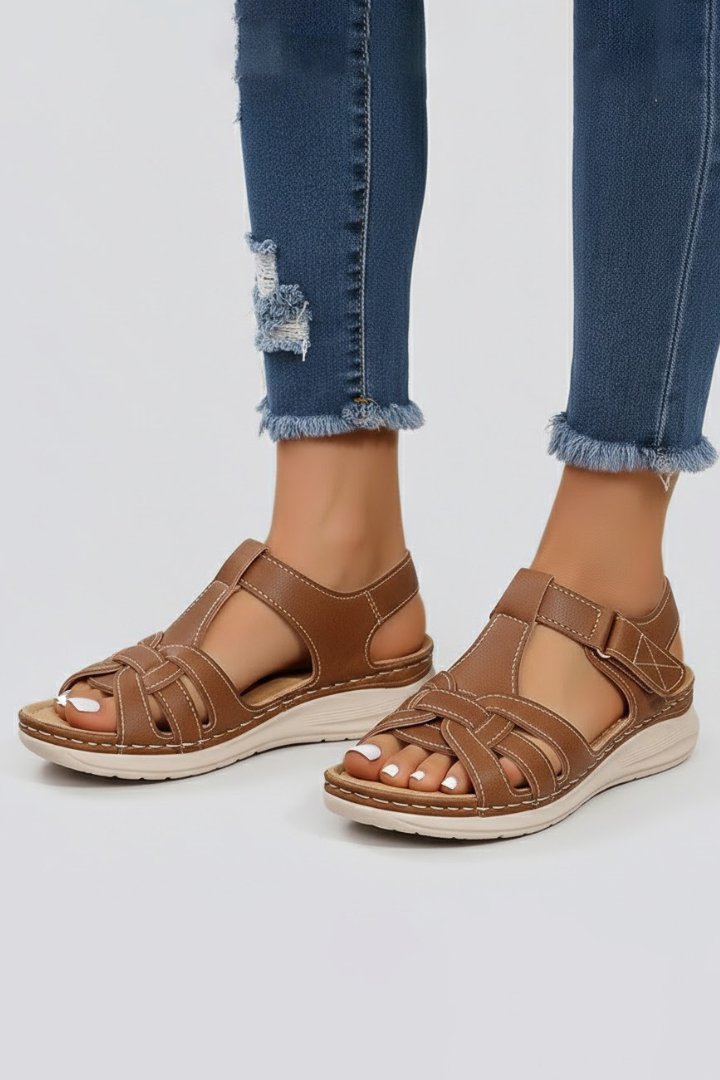 Ava | Classic Woven Strap Open Toe Flat Sandals
