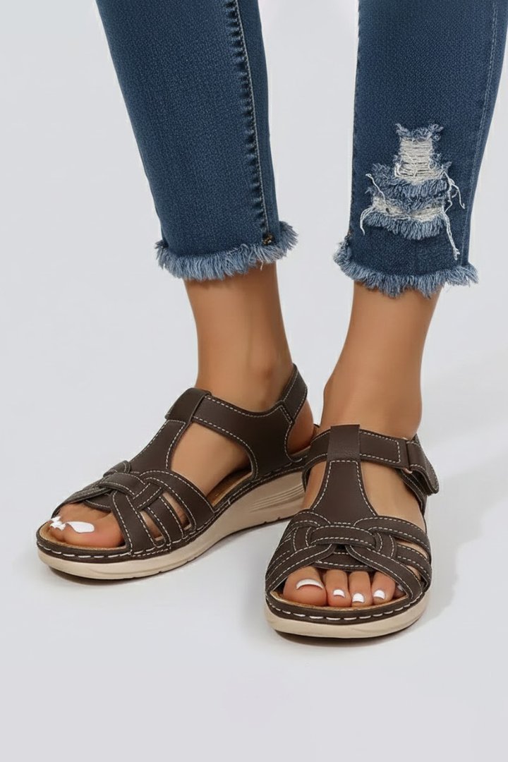 Ava | Classic Woven Strap Open Toe Flat Sandals