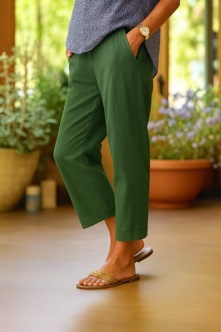Ayla | Polished Cropped Straight Leg Linen Pants