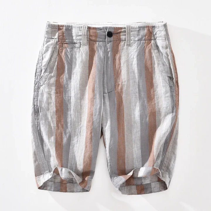 Beau | Striped Tailored Knee Length Linen Shorts