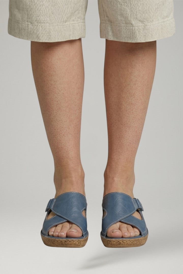 Billie | Gathered Open Toe Slip On Flat Sandals