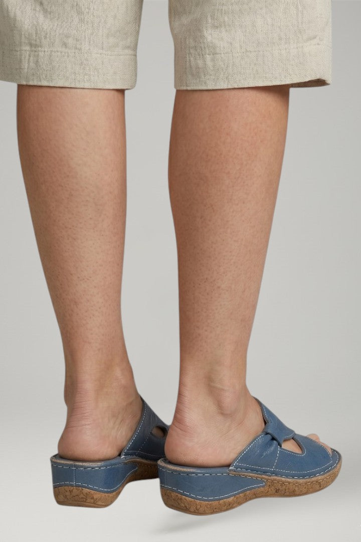 Billie | Gathered Open Toe Slip On Flat Sandals