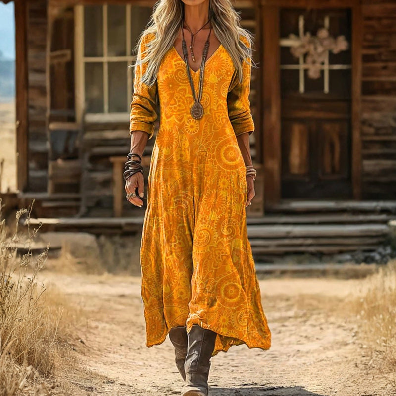 Bonnie | Graceful Paisley V Neck Maxi Summer Dresses