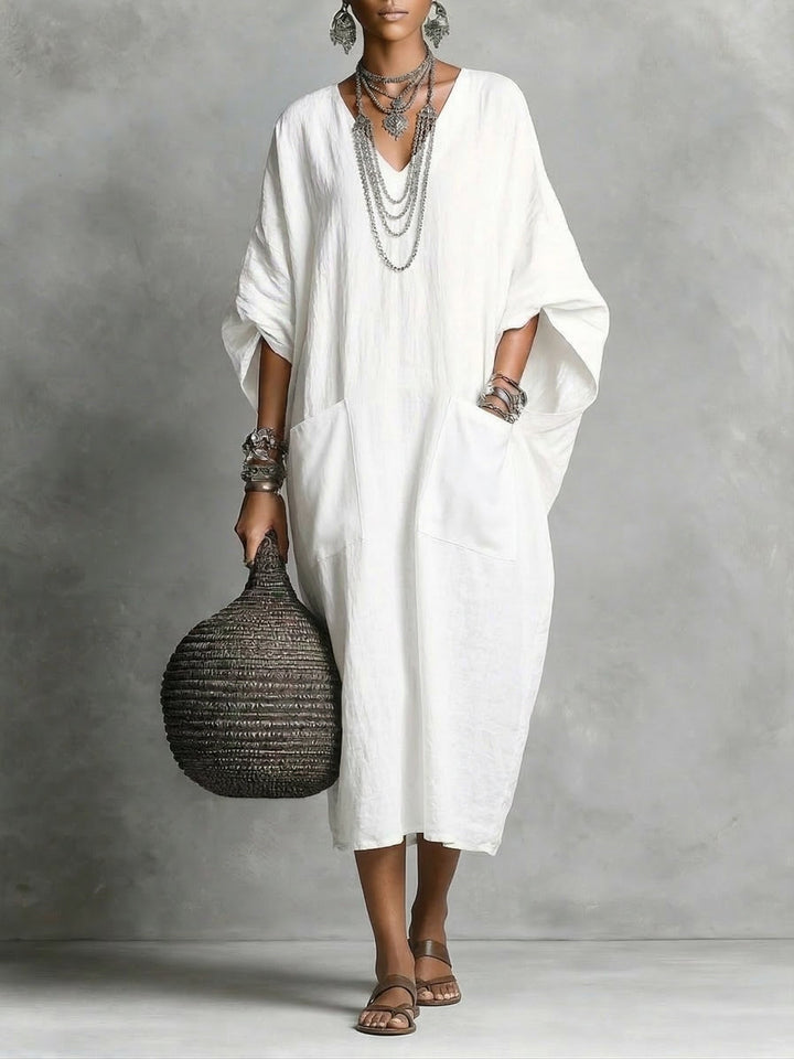Charlie | Refined V-Neck Kaftan Summer Dresses with Pockets