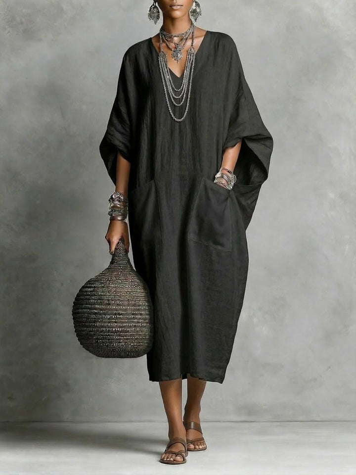 Charlie | Refined V-Neck Kaftan Summer Dresses with Pockets