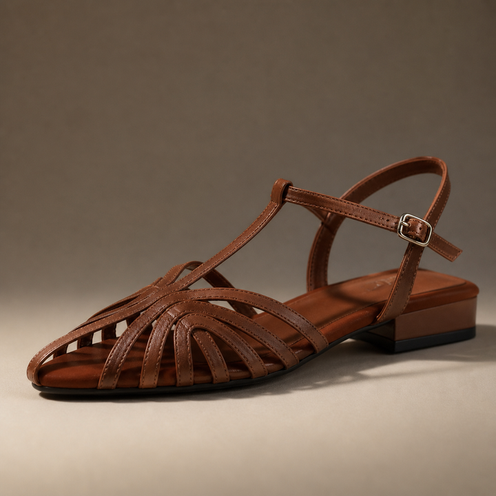 Charlotte | Relaxed T-Bar Strappy Flat Sandals