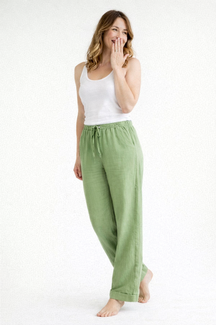Claire | Refined High Waist Drawstring Linen Pants
