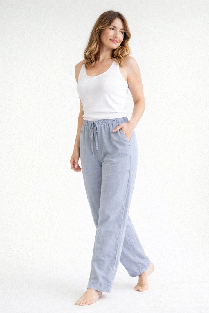 Claire | Refined High Waist Drawstring Linen Pants