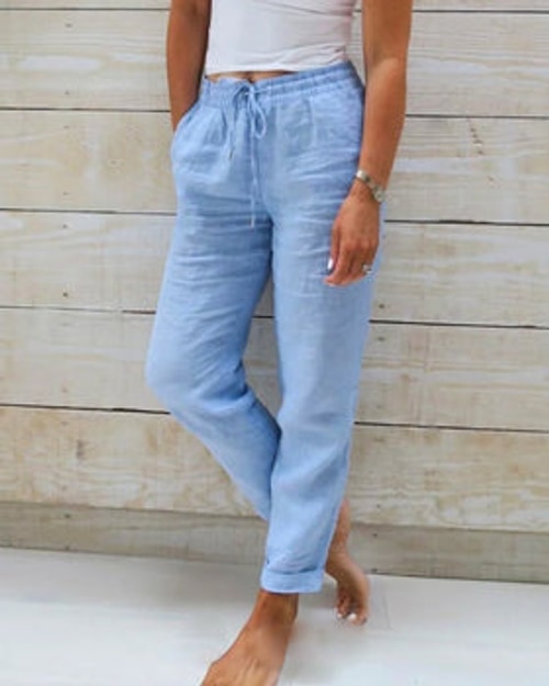 Claire | Refined High Waist Drawstring Linen Pants