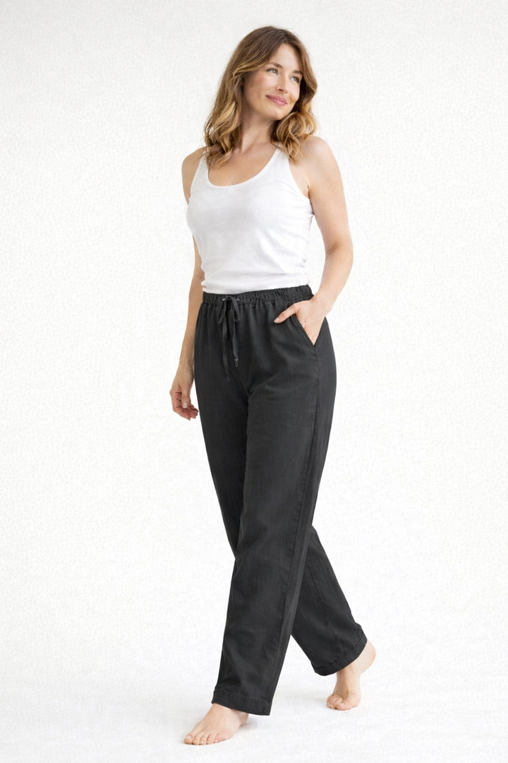 Claire | Refined High Waist Drawstring Linen Pants