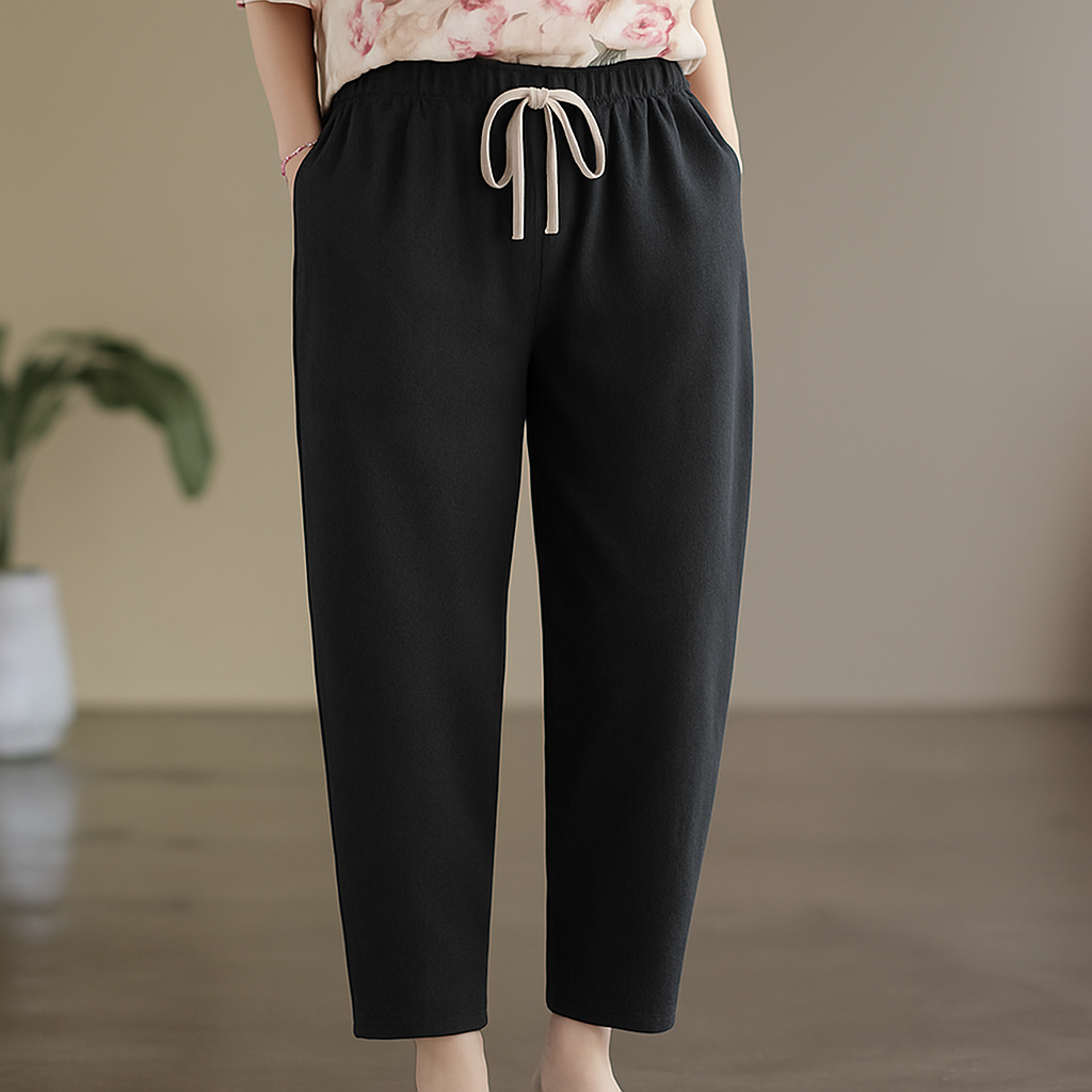 Daisy | Elegant Drawstring Ankle Length Linen Pants