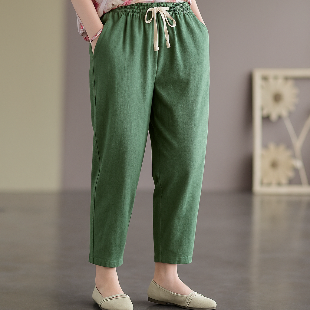Daisy | Elegant Drawstring Ankle Length Linen Pants