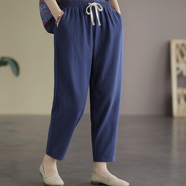 Daisy | Elegant Drawstring Ankle Length Linen Pants