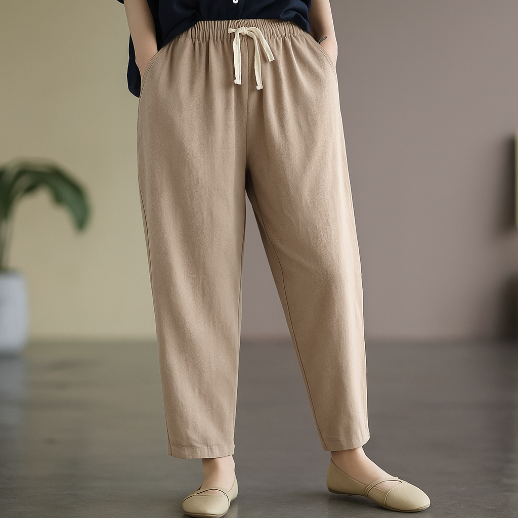 Daisy | Elegant Drawstring Ankle Length Linen Pants