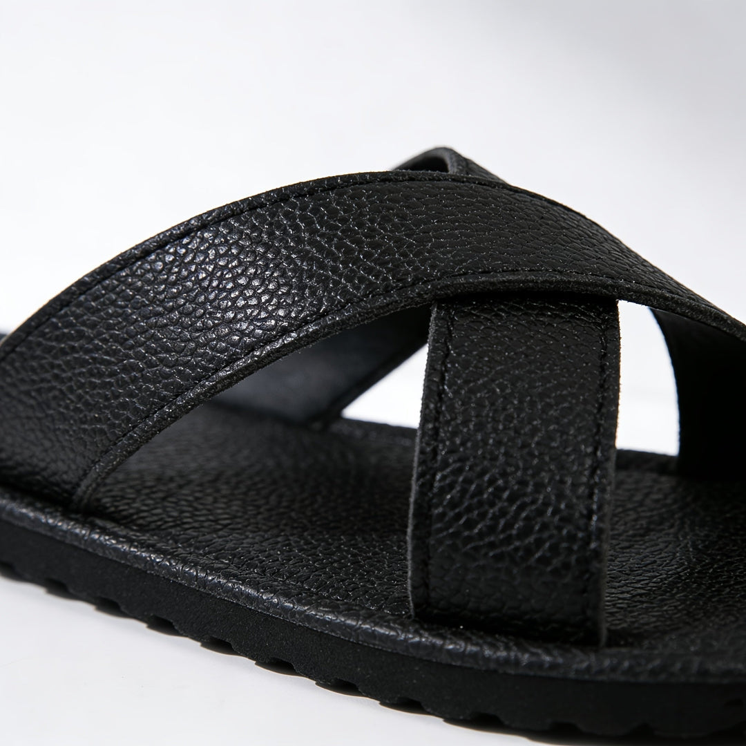 Daniel | Refined Cross Strap Slip On Mens Slides