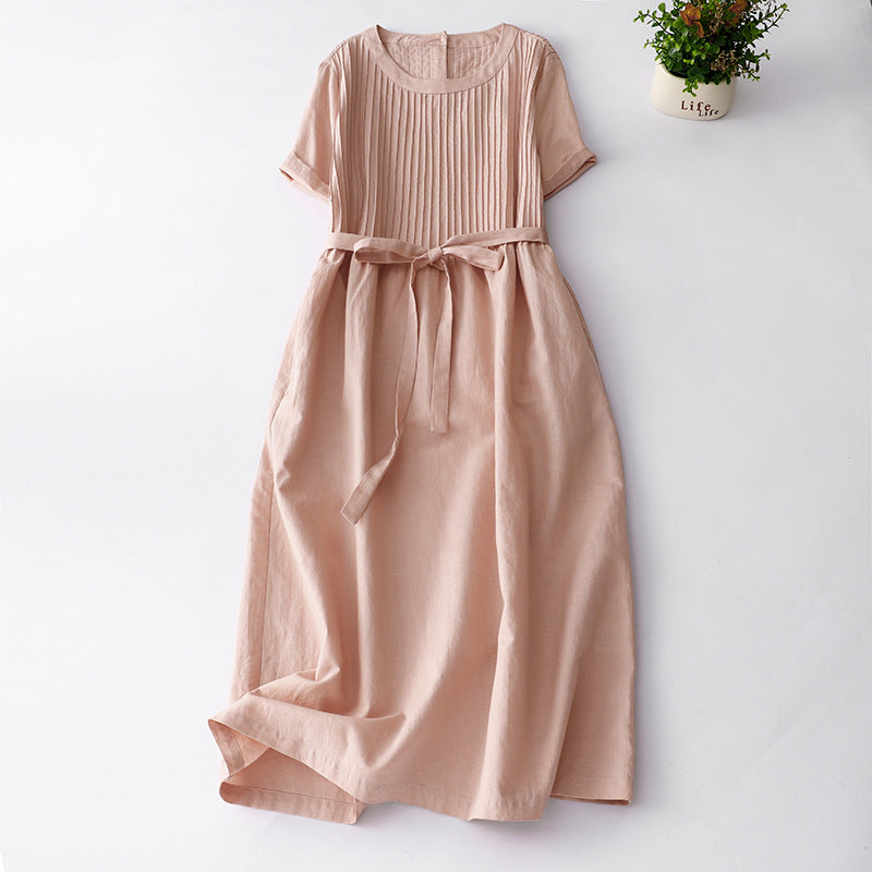 Delilah | Relaxed Pleated Midi Dress with Sleeves