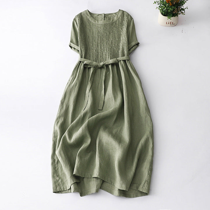 Delilah | Relaxed Pleated Midi Dress with Sleeves