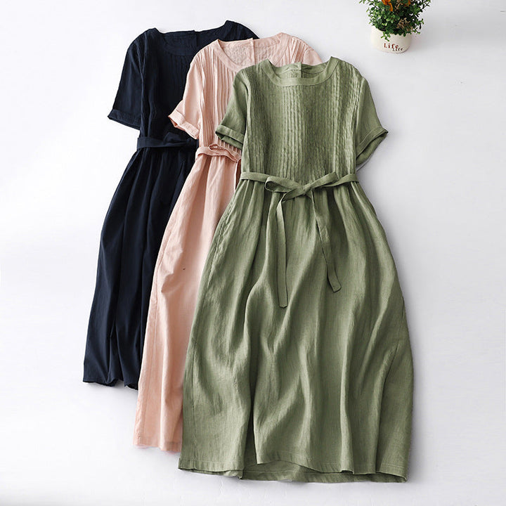 Delilah | Relaxed Pleated Midi Dress with Sleeves