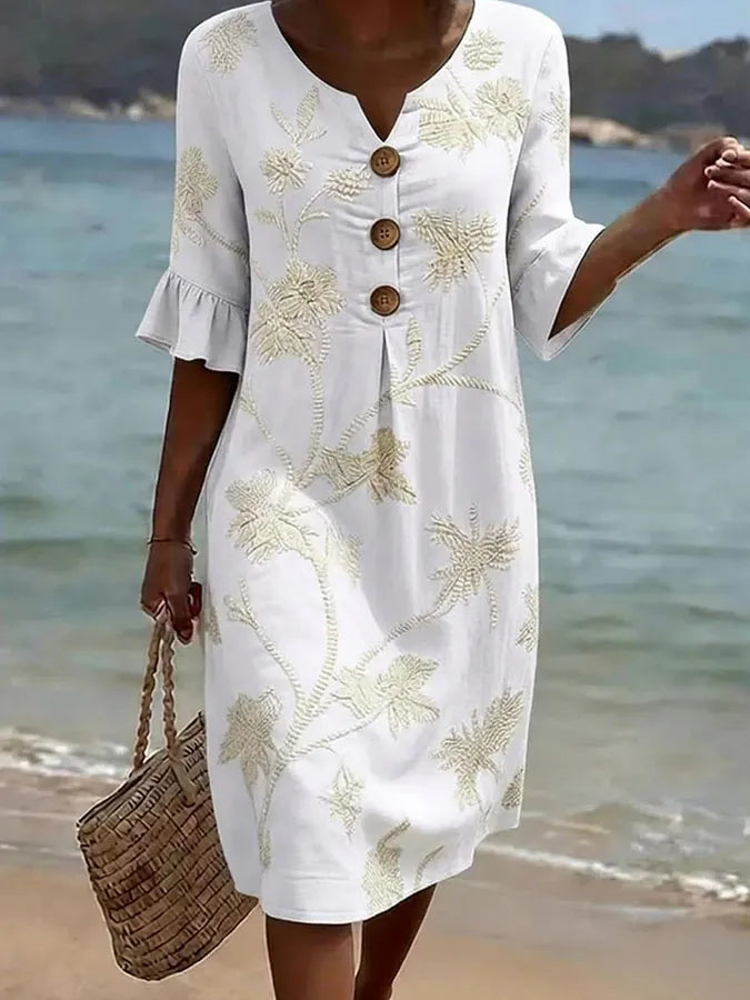 Eden | Stylish Floral Button Front Midi Summer Dresses
