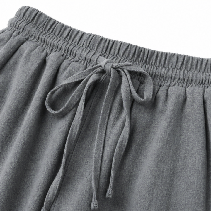 Elena | Cropped Wide Leg Drawstring Linen Pants