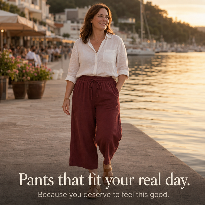 Elena | Cropped Wide Leg Drawstring Linen Pants