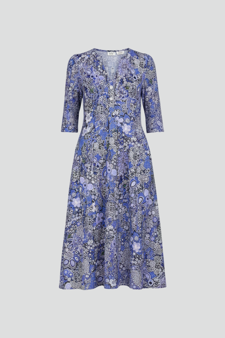 Eliana | Timeless Floral V-Neck Midi Dress with Sleeves