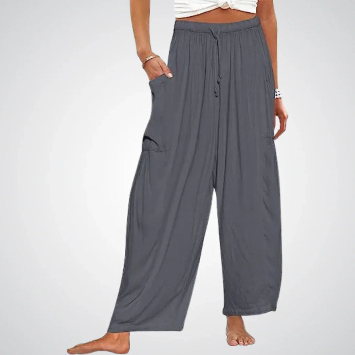 Ella | Relaxed Drawstring Wide Leg Linen Pants