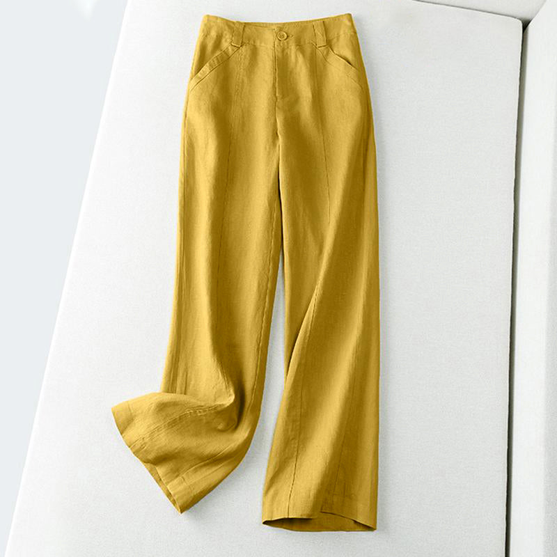 Elsie | Chic Mid Rise Wide Leg Linen Pants