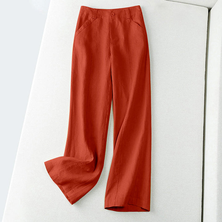 Elsie | Chic Mid Rise Wide Leg Linen Pants