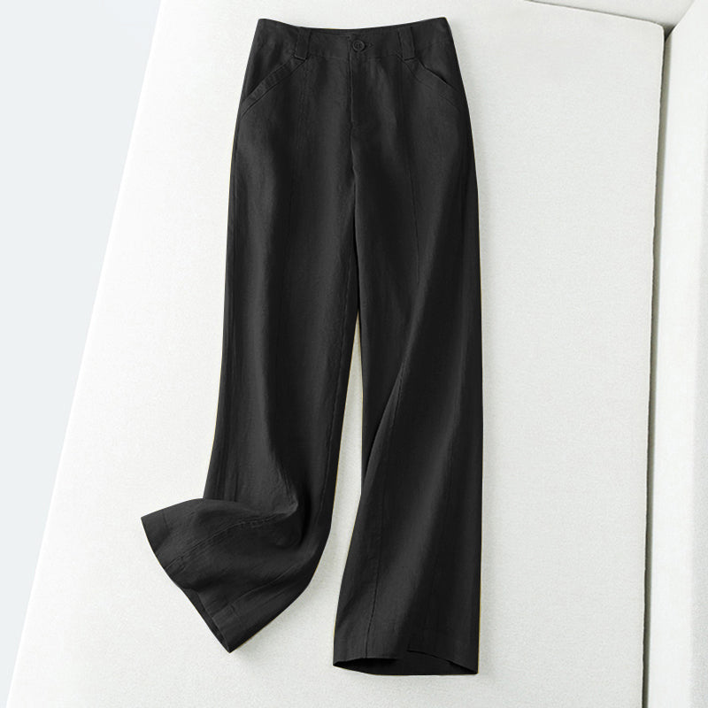 Elsie | Chic Mid Rise Wide Leg Linen Pants