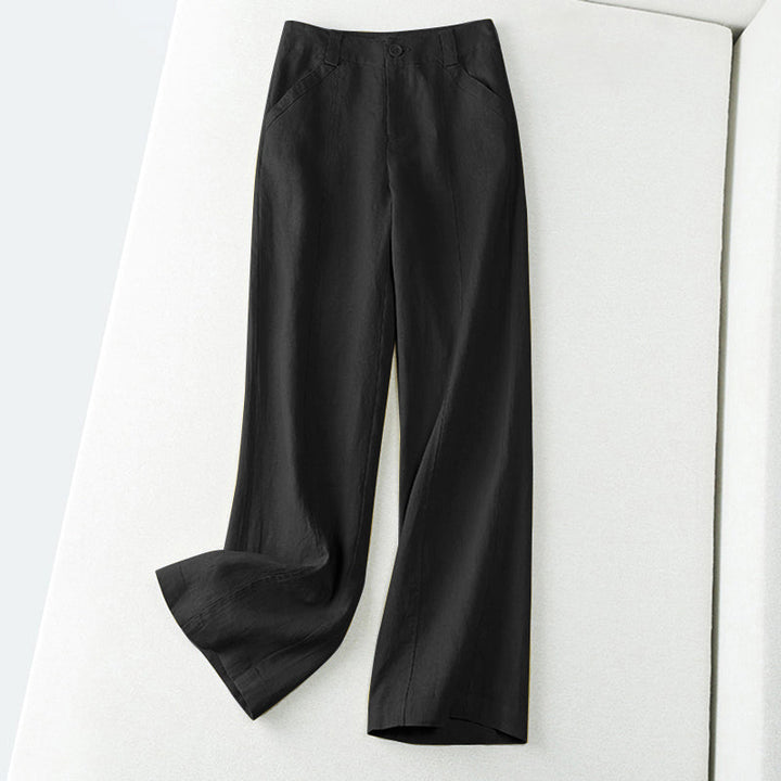 Elsie | Chic Mid Rise Wide Leg Linen Pants